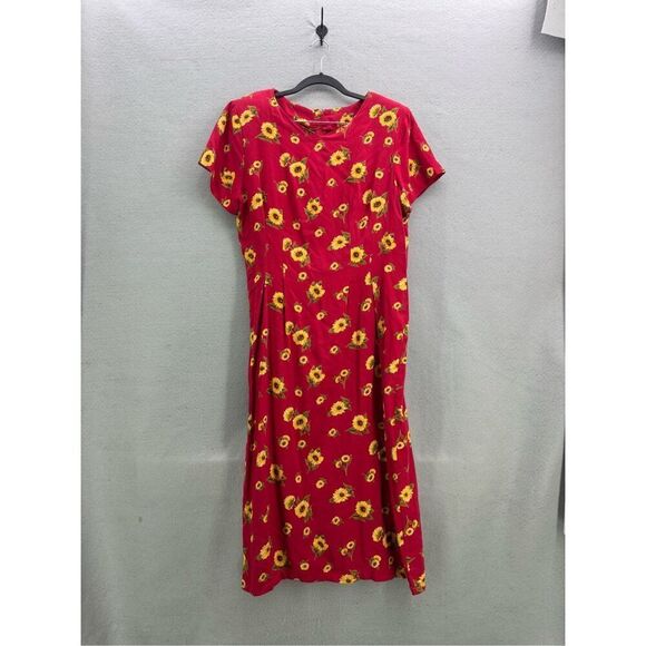 Vintage 90s Unbranded Sunflower Print Midi Sundress Size M - Picture 1 of 7